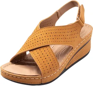 Womens Wide Orthopedic Sandals with Foot Support for Comfortable Walking Arch Supported Design Edge Dressy Low Flops Wedge Slip on Platform Heel Support Casual Summer Shoes 2025 Flip