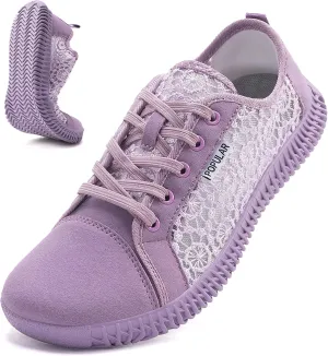 Women's Wide Toe Box Shoes Zero Drop Non Slip Extra Wide Width Fashion Sneakers Ultra Light Breathable Walking Shoes Casual Sneakers for Travel Work Trainers