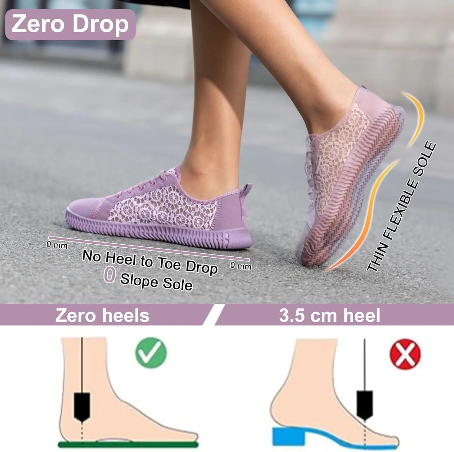 Women's Wide Toe Box Shoes Zero Drop Non Slip Extra Wide Width Fashion Sneakers Ultra Light Breathable Walking Shoes Casual Sneakers for Travel Work Trainers