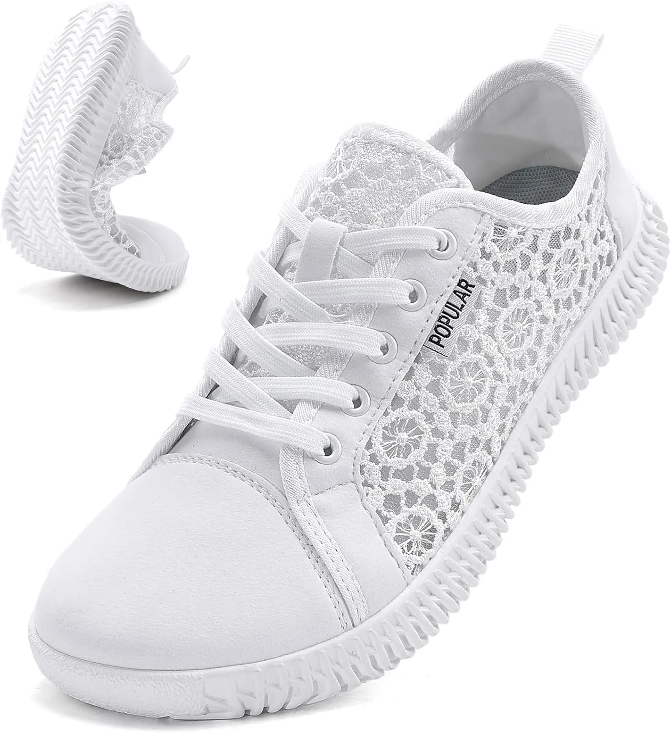Women's Wide Toe Box Shoes Zero Drop Non Slip Extra Wide Width Fashion Sneakers Ultra Light Breathable Walking Shoes Casual Sneakers for Travel Work Trainers