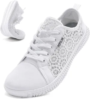 Women's Wide Toe Box Shoes Zero Drop Non Slip Extra Wide Width Fashion Sneakers Ultra Light Breathable Walking Shoes Casual Sneakers for Travel Work Trainers