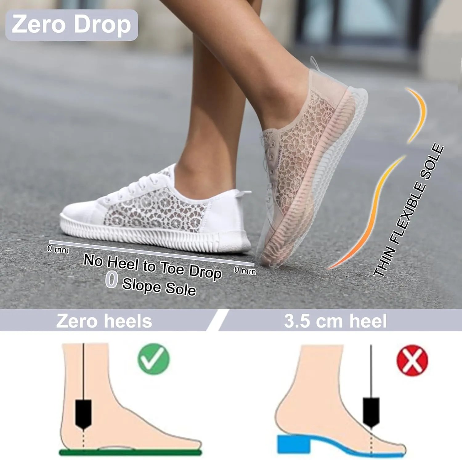 Women's Wide Toe Box Shoes Zero Drop Non Slip Extra Wide Width Fashion Sneakers Ultra Light Breathable Walking Shoes Casual Sneakers for Travel Work Trainers
