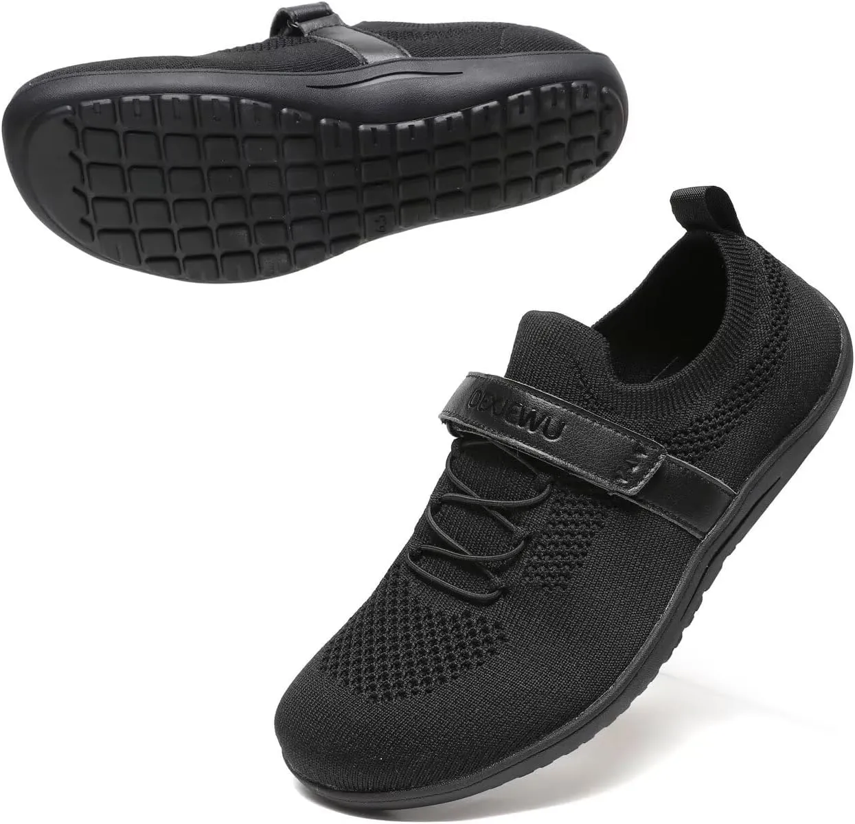 Women’s Wide Toe Walking Shoes Casual Tennis Gym Athletic Flats Slip-on Sneakers with Hook and Loop Strap