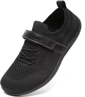 Women’s Wide Toe Walking Shoes Casual Tennis Gym Athletic Flats Slip-on Sneakers with Hook and Loop Strap