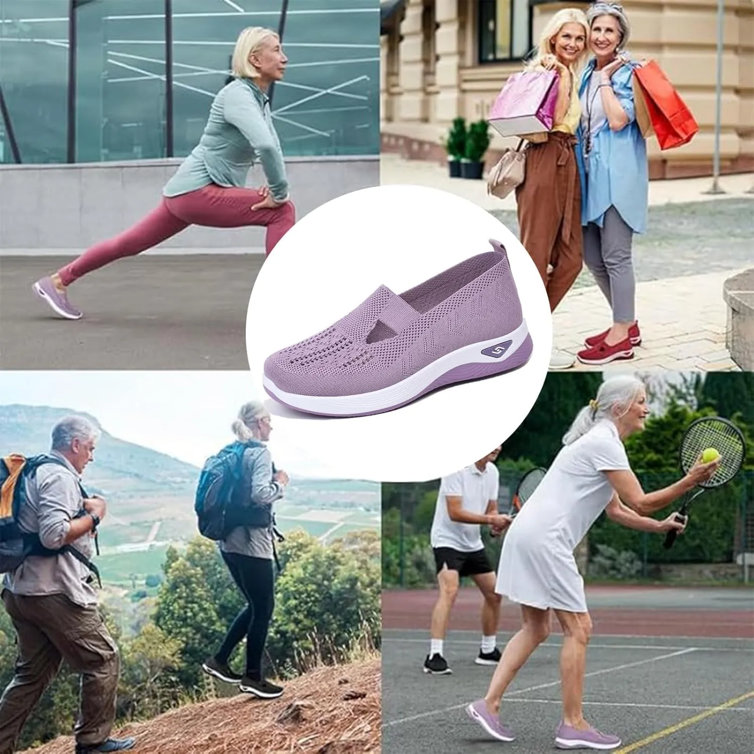 Women's Woven Orthopedic Breathable Soft Shoes Arch Support Slip-On Sneakers, Indoor Outdoor Casual Walking Anti-Skid Sports Shoes