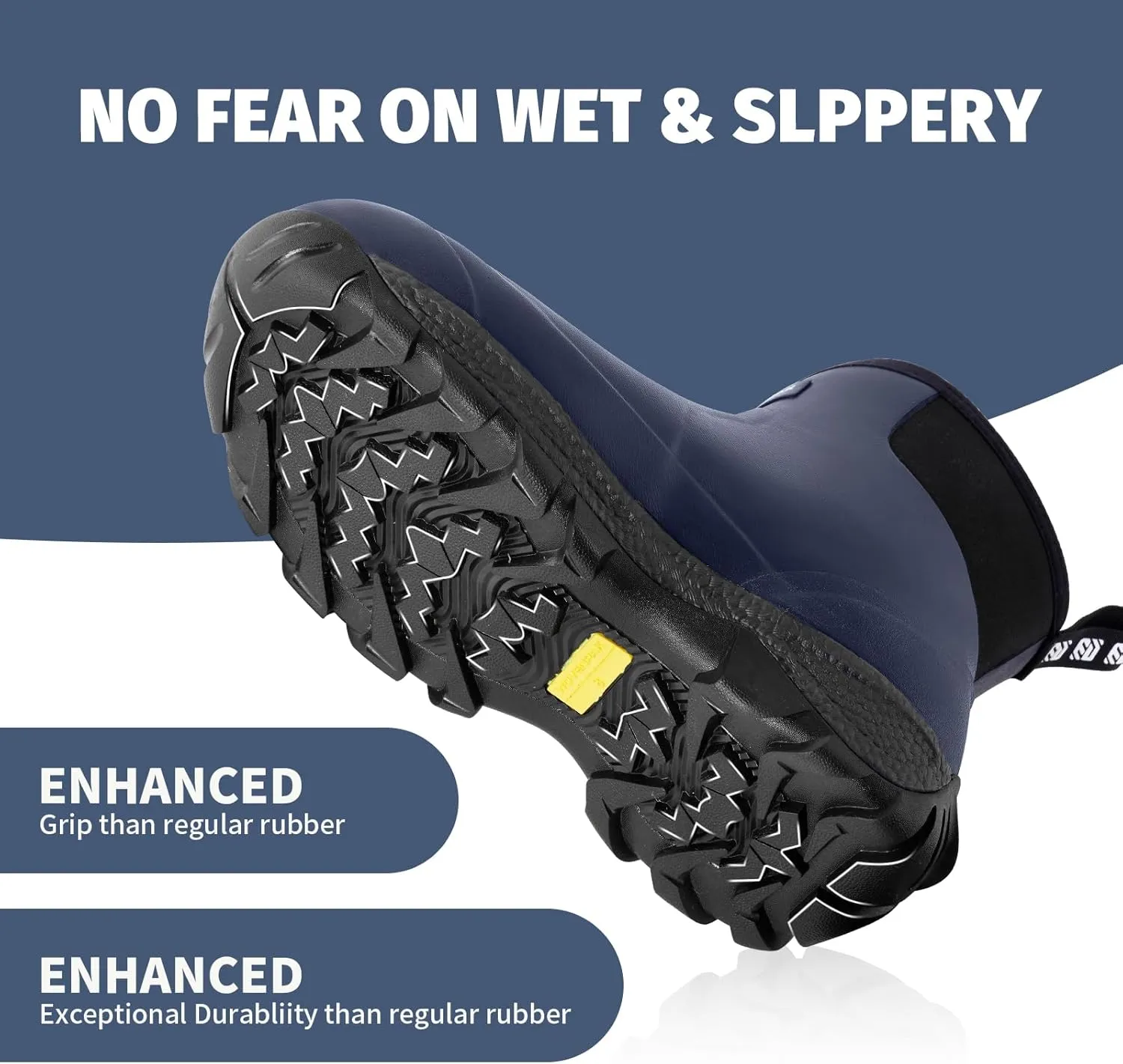 WOVENPAK Rubber Boots for Men, Waterproof Ankle Rain Boots Men, Insulated Work Shoes Outdoor Mud Boots for Gardening, Hunting, Farming, Camping and Yard, Size 6-13