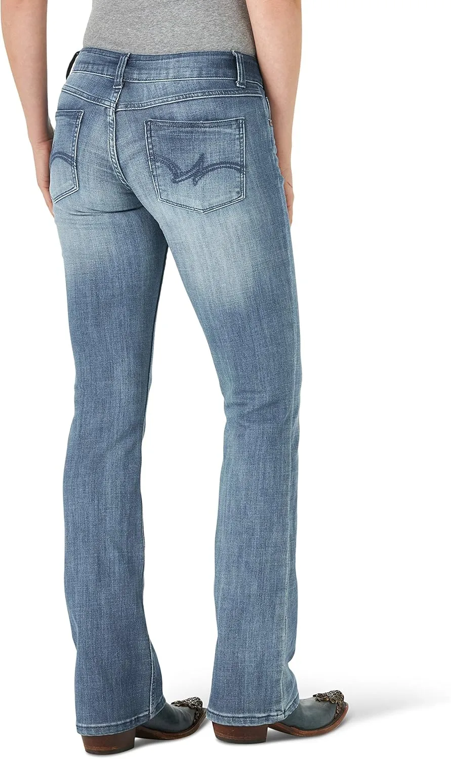 Wrangler Women's Western Mid Rise Stretch Boot Cut Jean