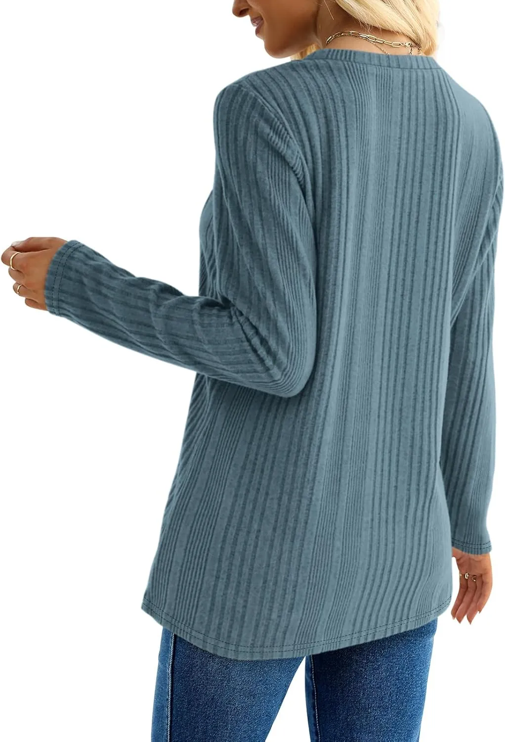 XIEERDUO Long Sleeve Tops for Women Tunics Buttons Front Slit