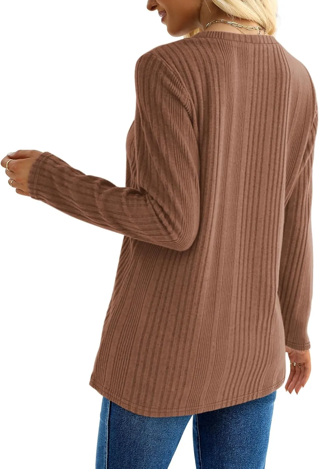 XIEERDUO Long Sleeve Tops for Women Tunics Buttons Front Slit