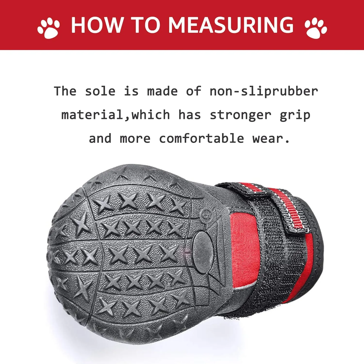 XSY&G Dog Boots,Waterproof Dog Shoes,Dog Booties with Reflective Strips Rugged Anti-Slip Sole and Skid-Proof,Outdoor Dog Shoes for Medium Large Dogs 4Pcs Red-Size 5