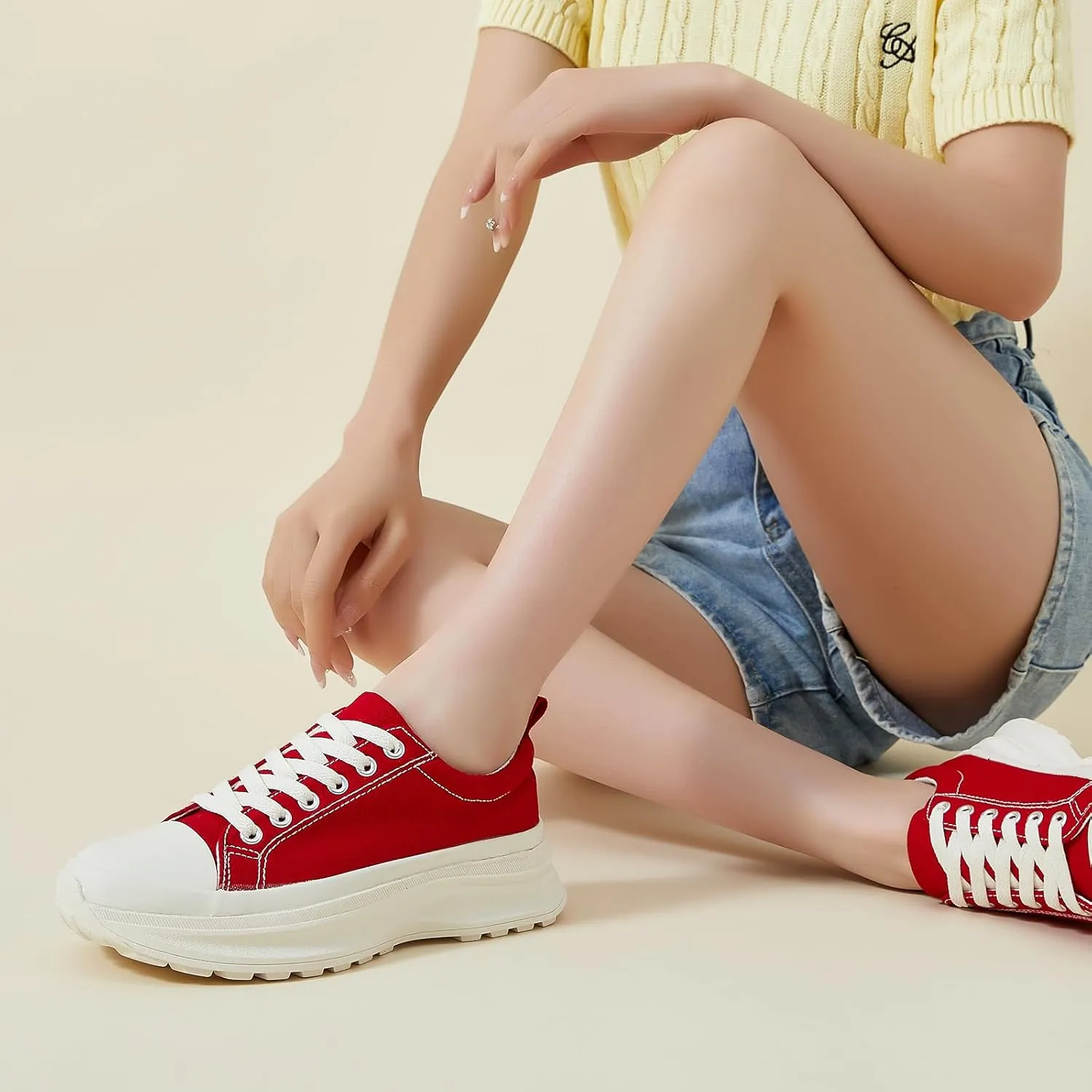 yageyan Platform Sneakers for Women Black Sneakers Canvas Shoes for Women White Tennis Shoes Classic Casual Comfortable