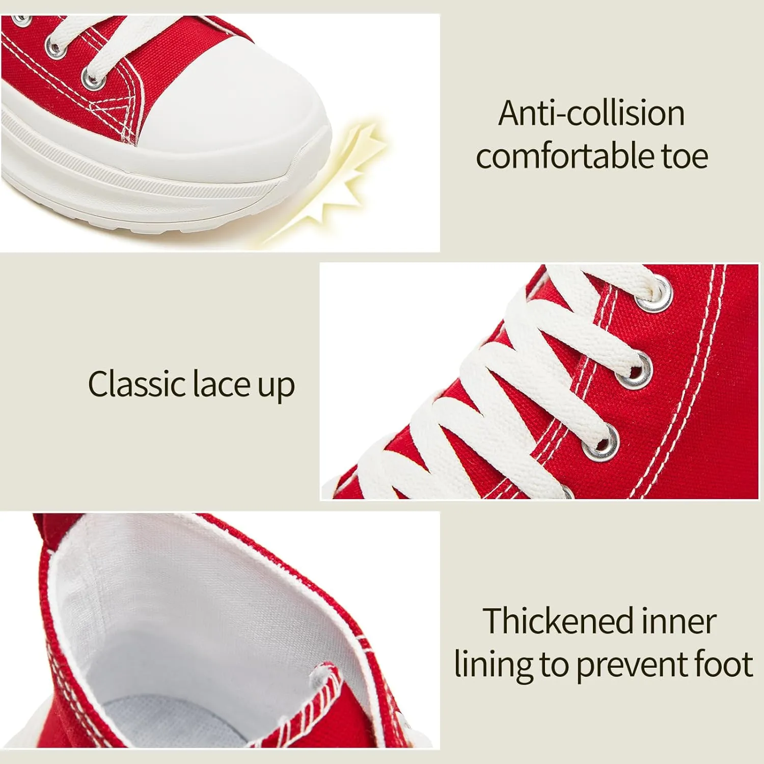Yageyan Womens High Top Sneakers - Platform Shoes, Canvas, Tennis, Classic, Casual, Comfortable