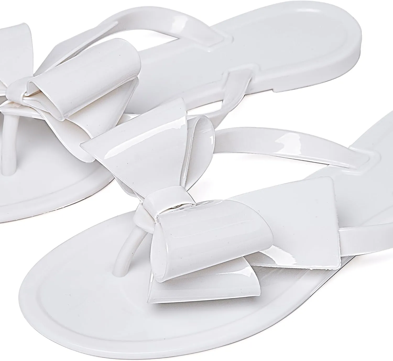 YANWENFANG Women Flip Flops Jelly Thong Waterproof Bow Summer Beach Rain Casual PVC Boho Vacation Flat Sandals