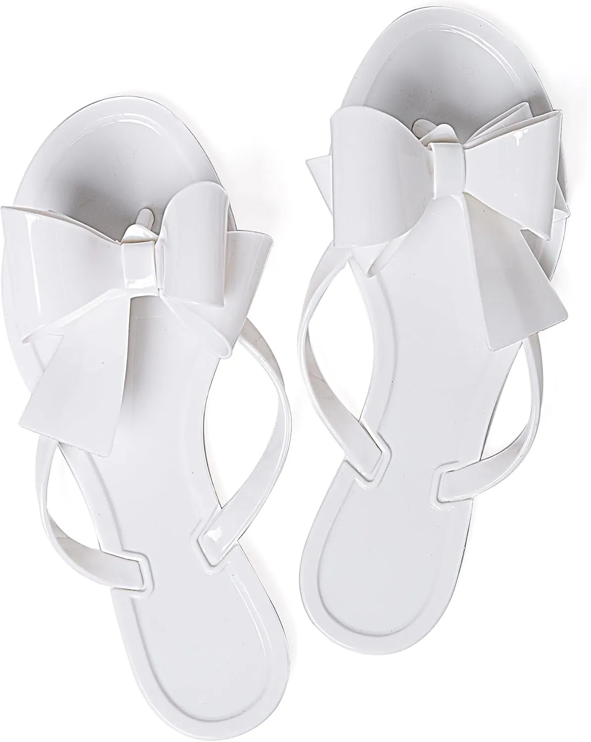 YANWENFANG Women Flip Flops Jelly Thong Waterproof Bow Summer Beach Rain Casual PVC Boho Vacation Flat Sandals