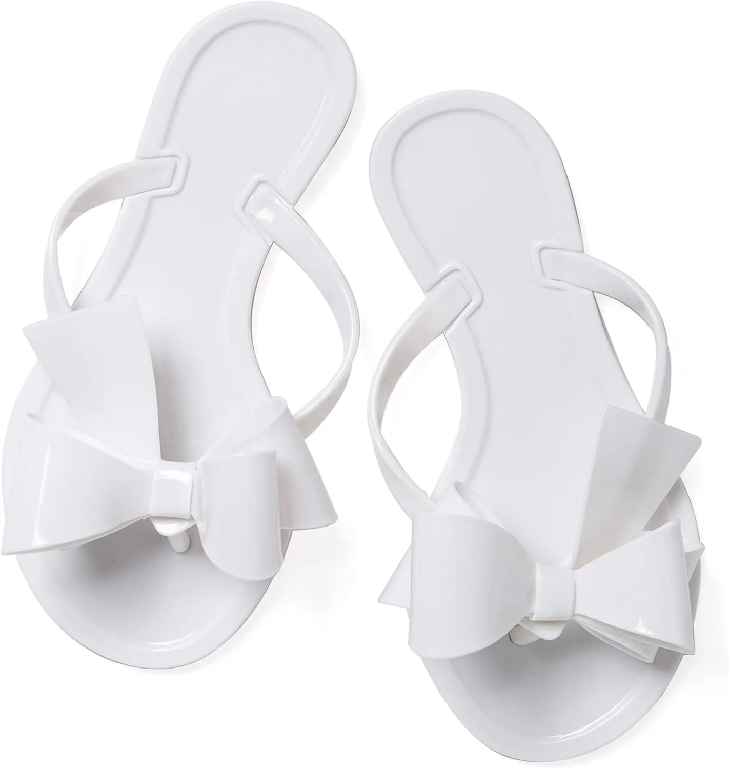 YANWENFANG Women Flip Flops Jelly Thong Waterproof Bow Summer Beach Rain Casual PVC Boho Vacation Flat Sandals