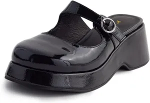 YDN Women Buckle Mules Ankle Strap Slippers Slip On Sandals Platform Wedge Low Heels Closed Round Toe Shoes Party Shopping Indoor Size 4-16 US