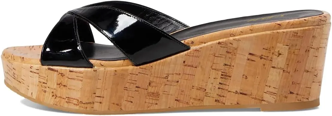 YDN Women Chic Crossed Straps Open Toe Sandals Platform Slip On Wedges Mid Heel Mules Comfy Casual Walking Shoes Size 4-16 US