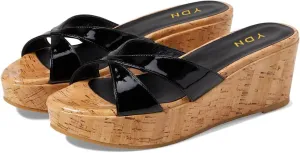 YDN Women Chic Crossed Straps Open Toe Sandals Platform Slip On Wedges Mid Heel Mules Comfy Casual Walking Shoes Size 4-16 US