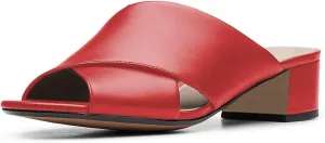 YDN Women Cross Strap Block Heeled Clog Mules Slip On Slide Sandals Summer Fashion Slipper Shoes