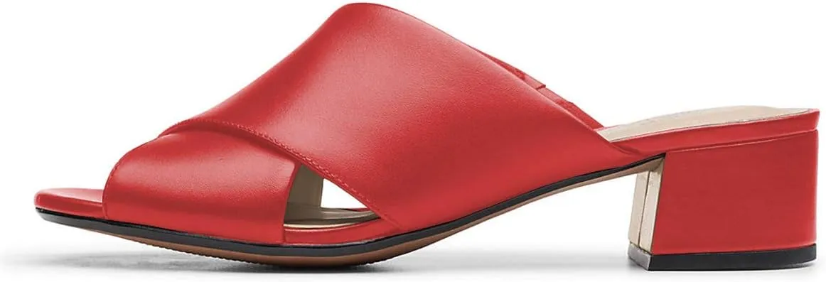 YDN Women Cross Strap Block Heeled Clog Mules Slip On Slide Sandals Summer Fashion Slipper Shoes
