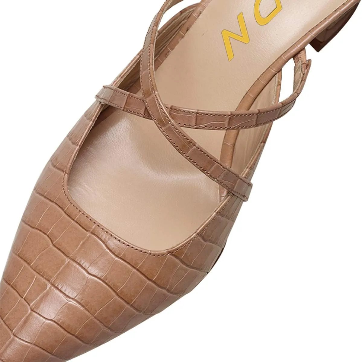 YDN Women Fashion Crocodile Print Mules Cross Straps Block Chunky Mid Low Heel Slip On Sandals 4-15 US