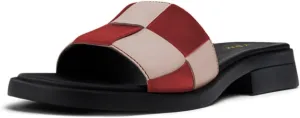 YDN Women Open Square Toe Slip On Slides Sandals Checkered Block Low Heel Slippers Party Ballroom Walking Shoes Size 4-16 US
