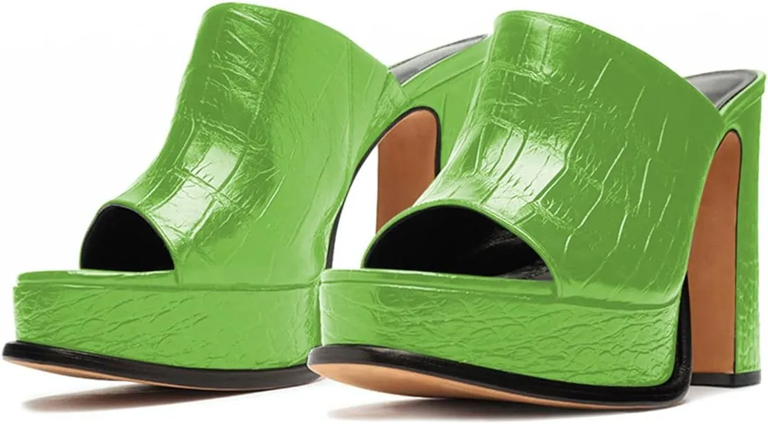 YDN Women Open Toe Platform Mules Chunky Block High Heel Sandals Sexy Slip on Outdoor Evening Club Shoes Size 4-15 US