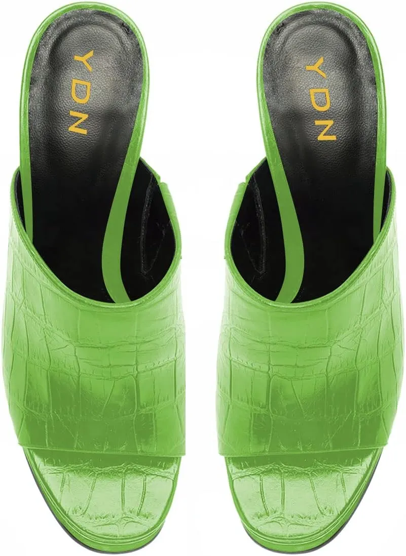 YDN Women Open Toe Platform Mules Chunky Block High Heel Sandals Sexy Slip on Outdoor Evening Club Shoes Size 4-15 US