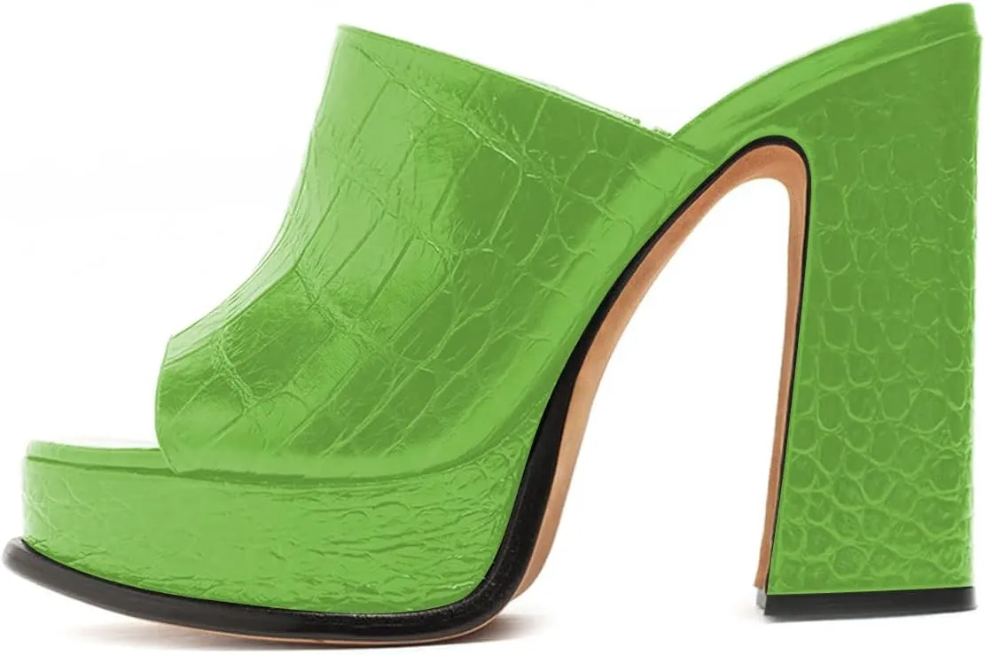 YDN Women Open Toe Platform Mules Chunky Block High Heel Sandals Sexy Slip on Outdoor Evening Club Shoes Size 4-15 US