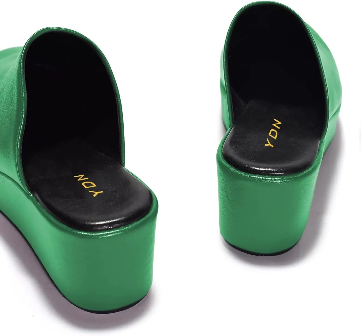 YDN Women's Cute Round Toe Platform Heeled Mules Mid Wedge Heels Slippers Comfort Slip On Sandals Indoor and Outdoor Slide Shoes Size 4-16 US