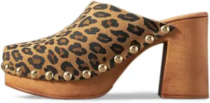 YDN Women's Platform Slip On Clogs Mules Cork High Heel Round Toe Rivet Studded Sandals Comfy Indoor Shopping Shoes Size 4-16 US