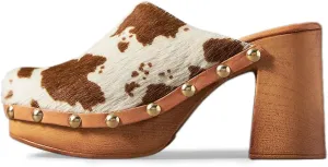YDN Women's Platform Slip On Clogs Mules Cork High Heel Round Toe Rivet Studded Sandals Comfy Indoor Shopping Shoes Size 4-16 US