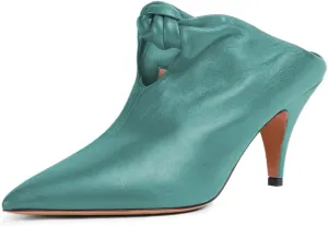 YDN Women's Pointed Toe Kitten Heeled Clogs Mules Knots Slip On Low Heel Sandals Comfy Walking Party Shoes Size 4-16 US