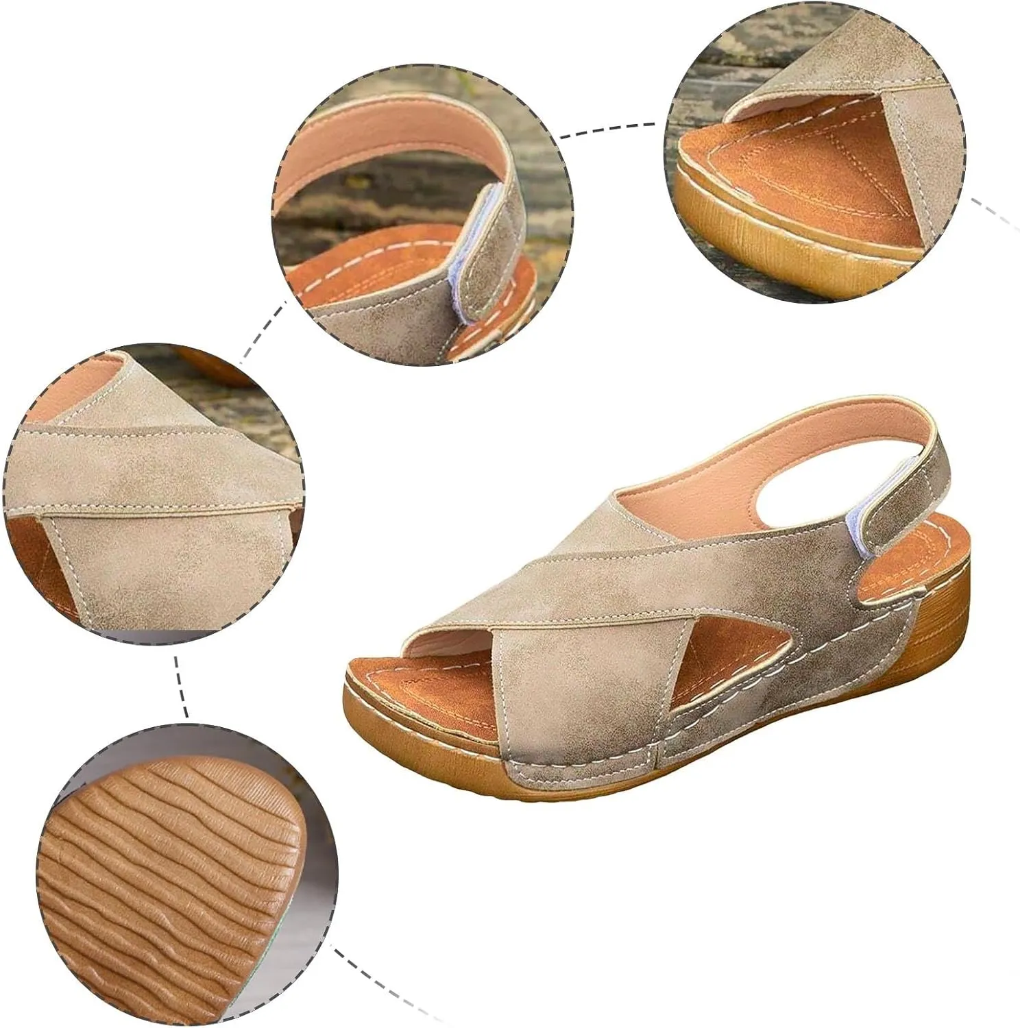 Yilia Orthopedic Sandals for Women, 2025 New Summer Comfortable Sandals Arch Support Wedge Sandal, Womens Orthopedic Platform Dressy Wedge Shoes