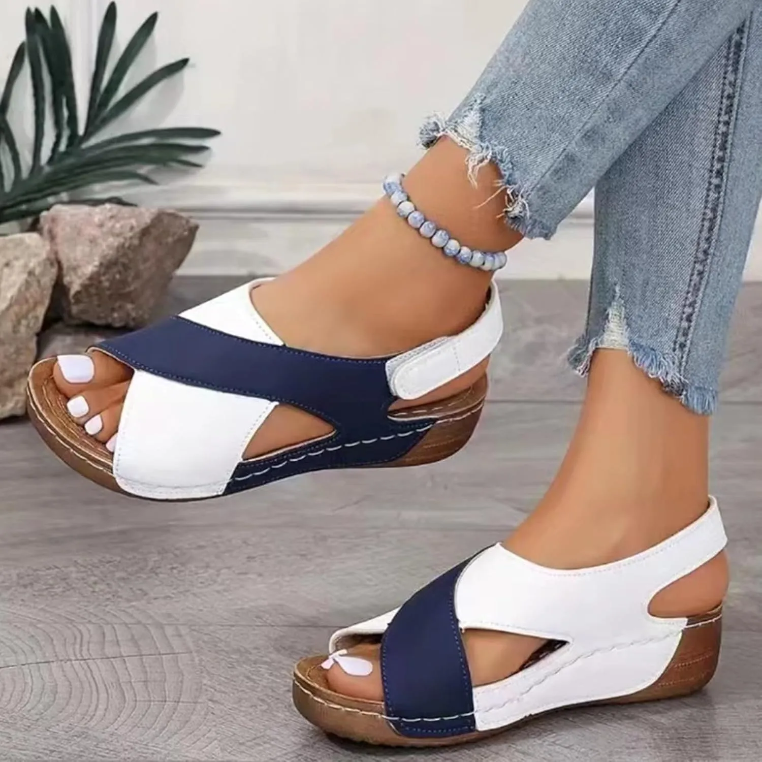 Yilia Orthopedic Sandals for Women, 2025 New Summer Comfortable Sandals Arch Support Wedge Sandal, Womens Orthopedic Platform Dressy Wedge Shoes