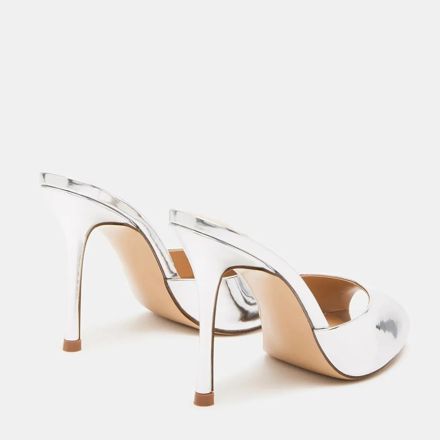 Yishaweiqi Women's Mesh Heeled Sandals Peep Toe Mules Slip on Stiletto High Heels Dress Sexy Slide Sandals