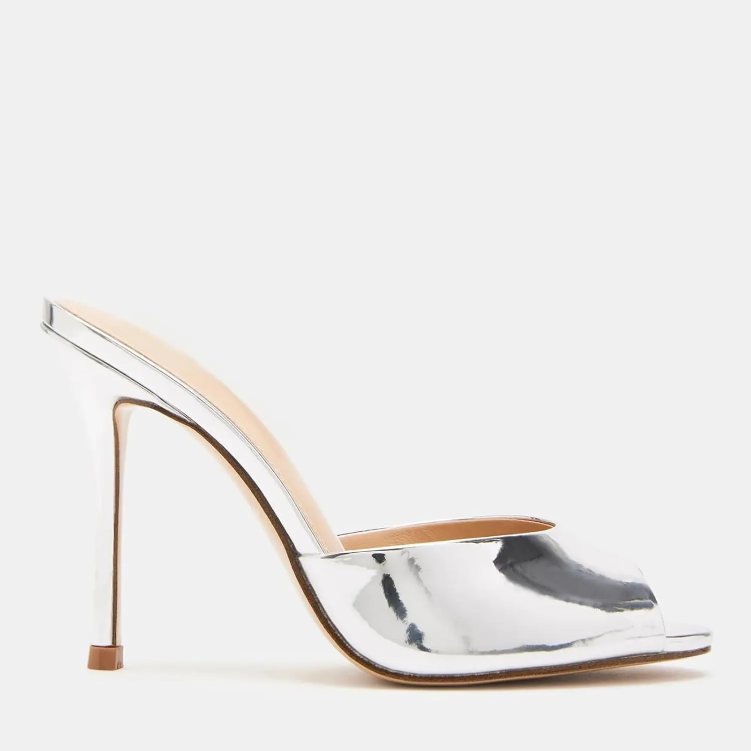 Yishaweiqi Women's Mesh Heeled Sandals Peep Toe Mules Slip on Stiletto High Heels Dress Sexy Slide Sandals