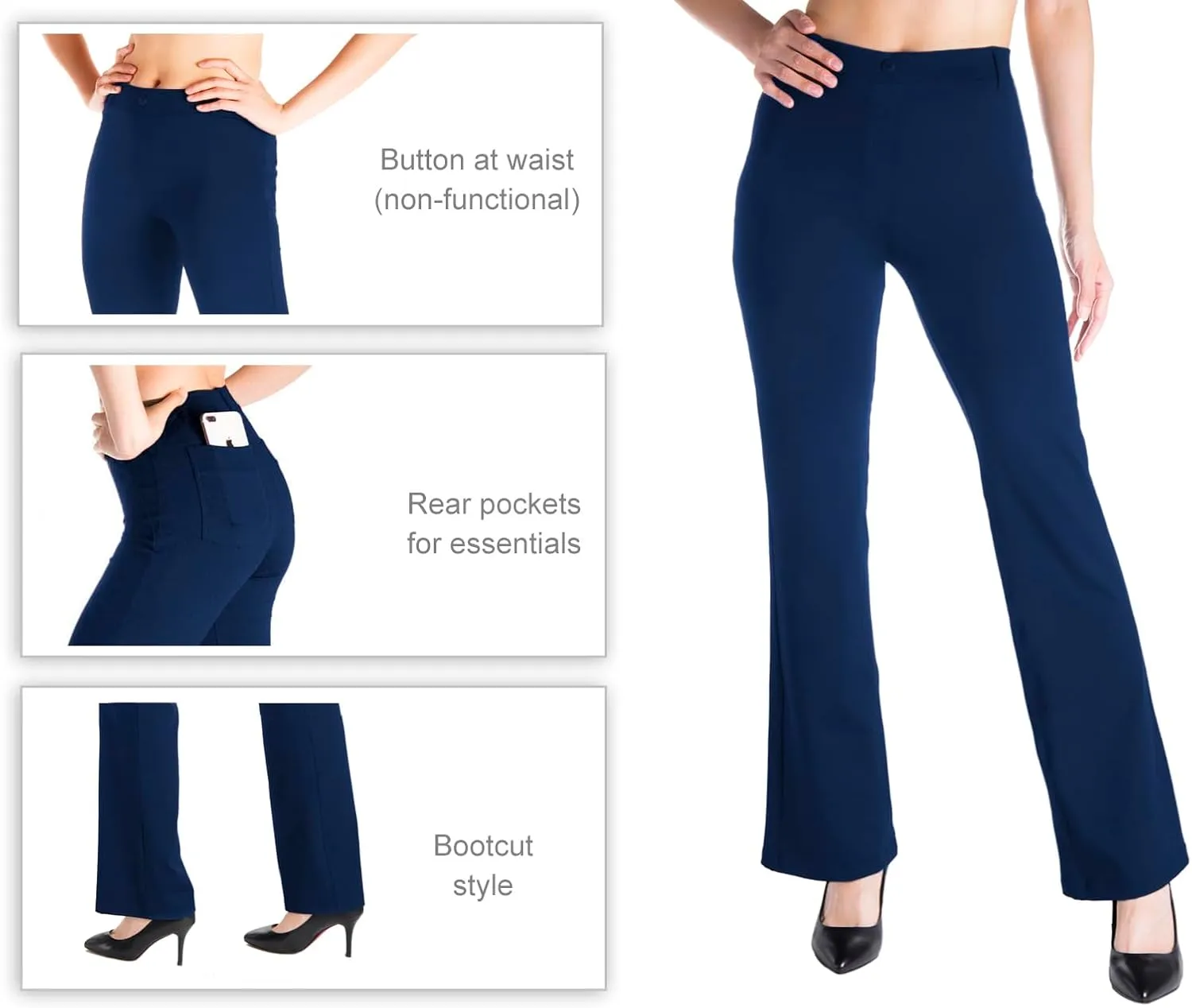 Yogipace,Belt Loops,Women's Petite/Regular/Tall Flare Yoga Dress Pants