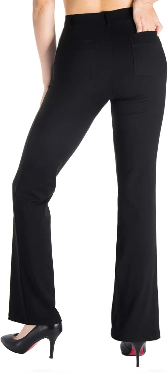 Yogipace,Belt Loops,Women's Petite/Regular/Tall Flare Yoga Dress Pants