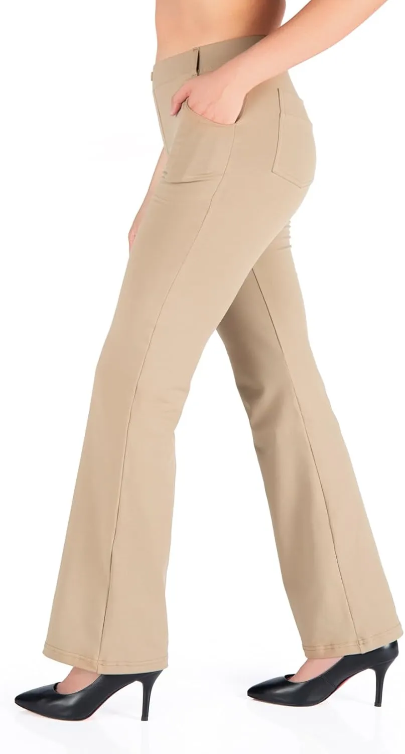 Yogipace,Belt Loops,Women's Petite/Regular/Tall Flare Yoga Dress Pants