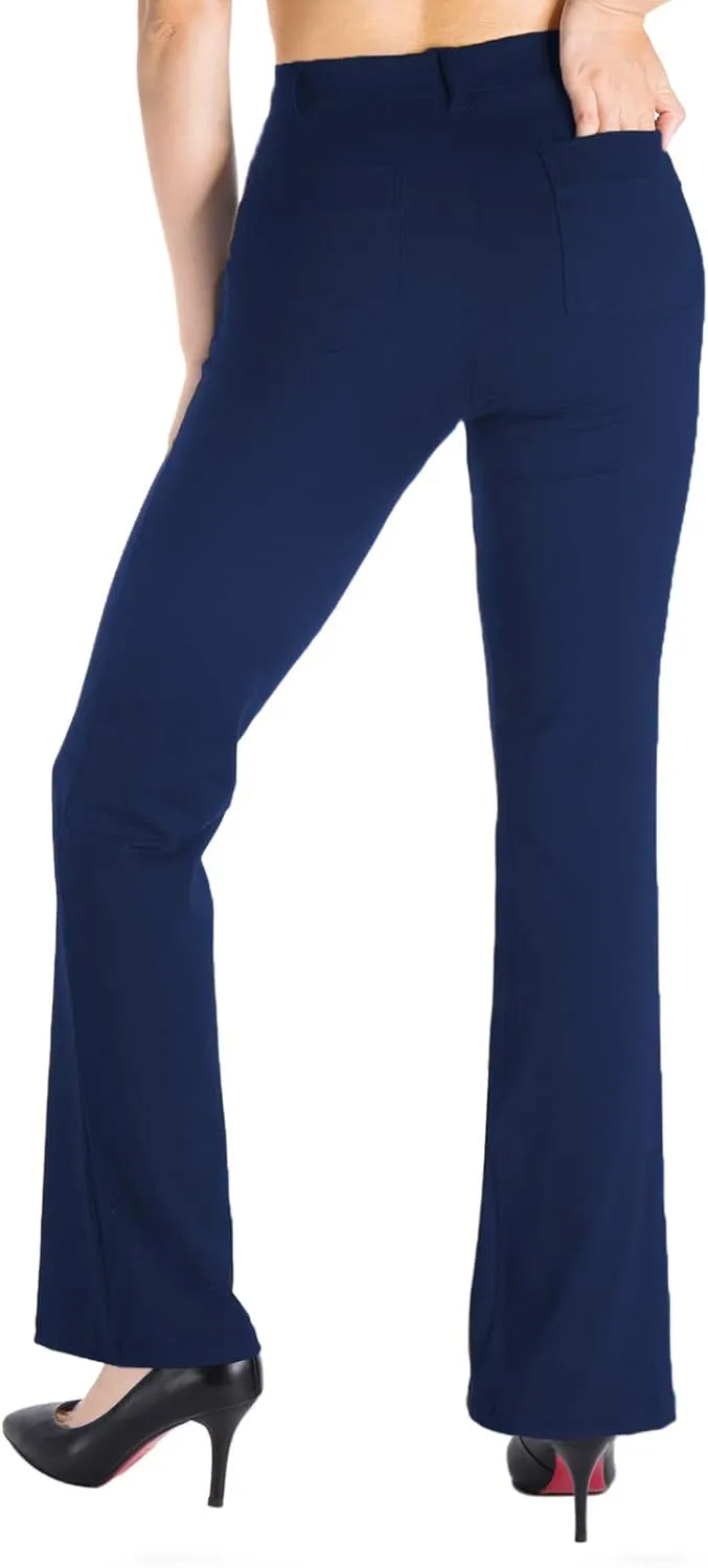 Yogipace,Belt Loops,Women's Petite/Regular/Tall Flare Yoga Dress Pants