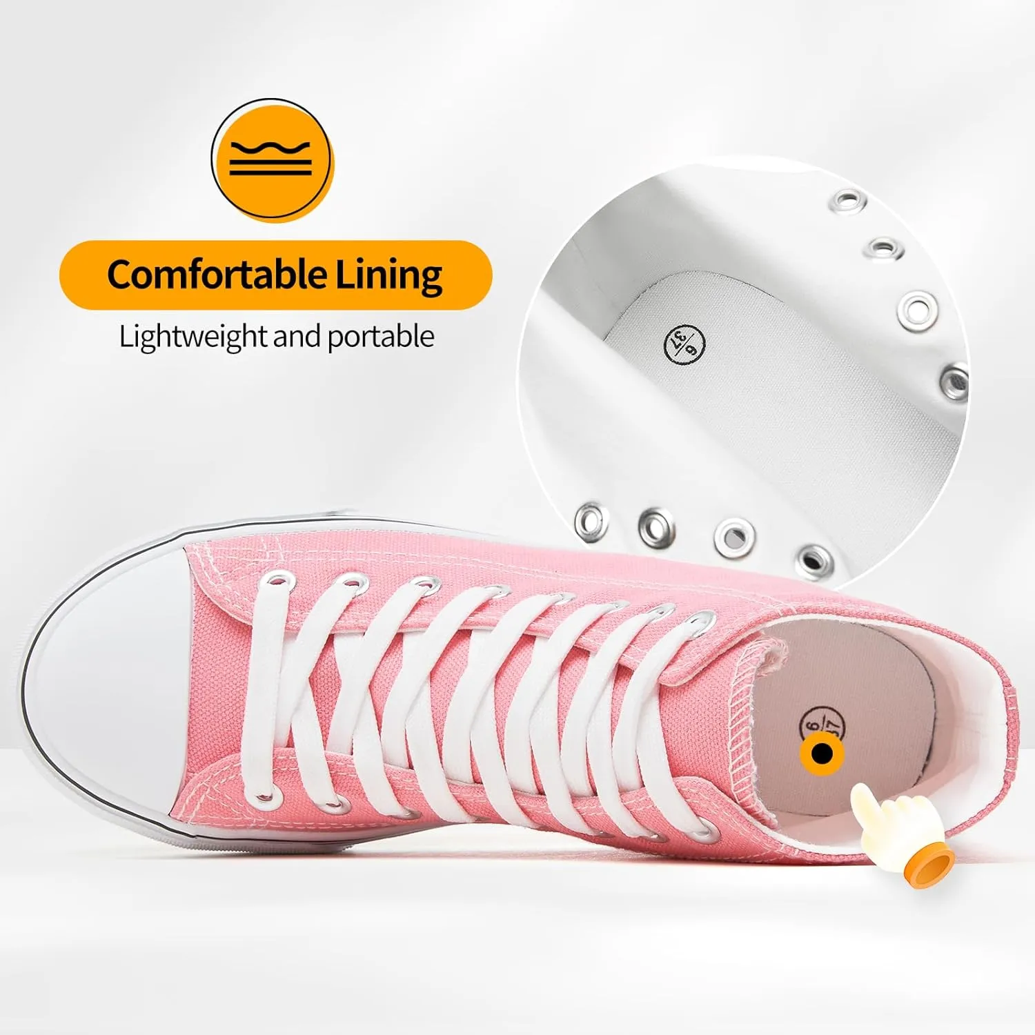 ZGR Womens High Top Canvas Sneakers,Lace-up Canvas Shoes,Casual Tennis Walking Shoes