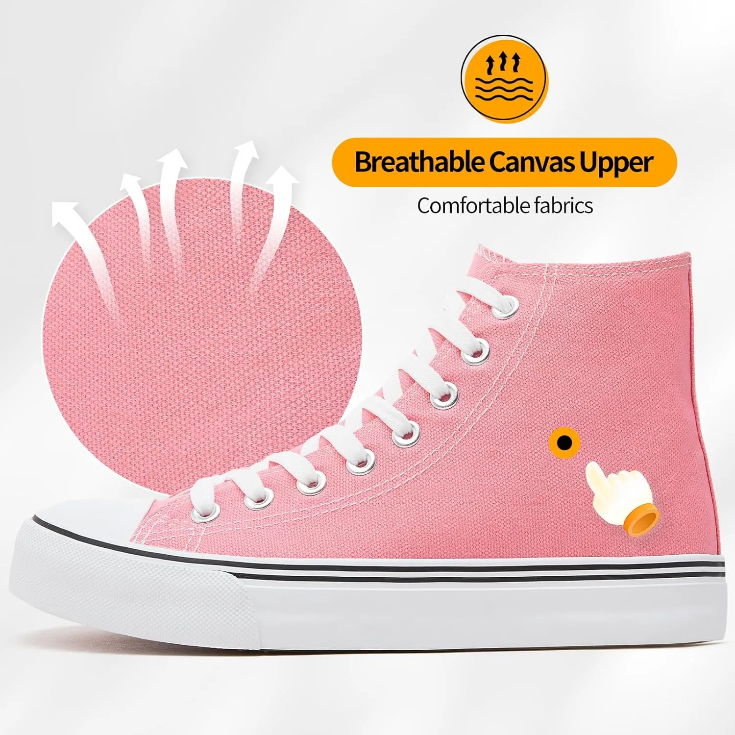 ZGR Womens High Top Canvas Sneakers,Lace-up Canvas Shoes,Casual Tennis Walking Shoes