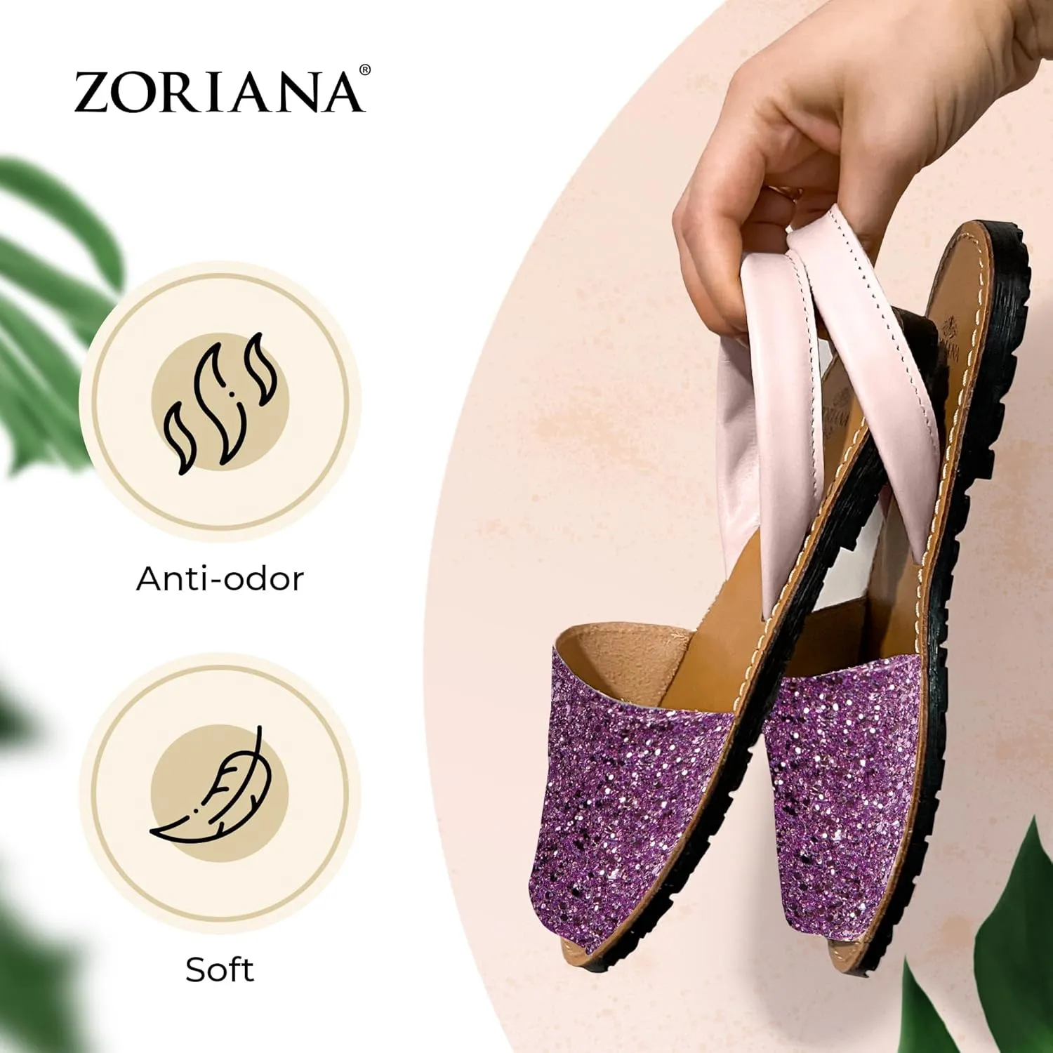 ZORIANA® Sandals for Women Handmade Leather, Dressy, Comfortable Sling Back Shoes Flat - Fashion Exclusively Made in Spain - Avarca Summer Trending Slingback Shoes 2023, 100% Spanish Genuine Leather