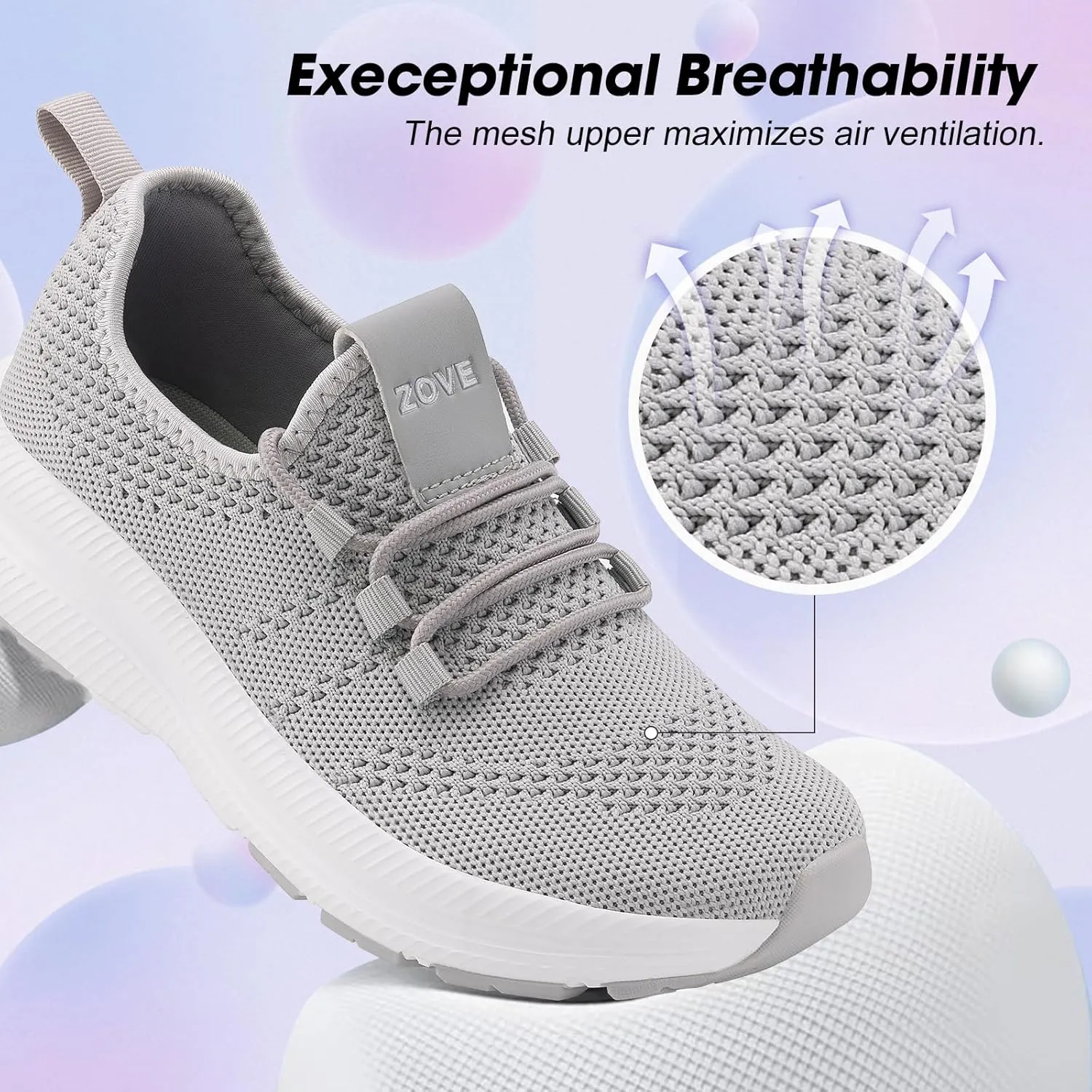 ZOVE Wide Toe Box Shoes Women Extra Wide Width Sneakers Ultra Light Road Running Shoes Non-Slip Tennis Sneakers Breathable Walking Athletic