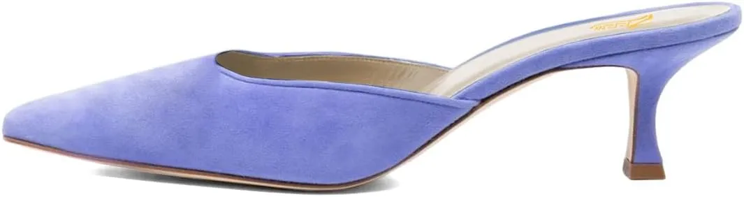 Zszszsu Women's Classic Closed Pointed Toe Heeled Mules Elegant Kitten Heel Slide Sandal Backless Loafers Dress Party Shoes Size 4-16 US