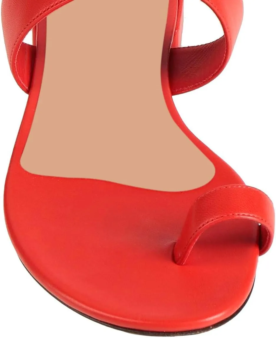 Zszszsu Women's Toe Ring Slide Sandals Comfy Chunky Low Heel Flip Flops Open Toe Thong Slip On Mules Knot Strap Dress Summer Casual Shoes Size 4-16 US