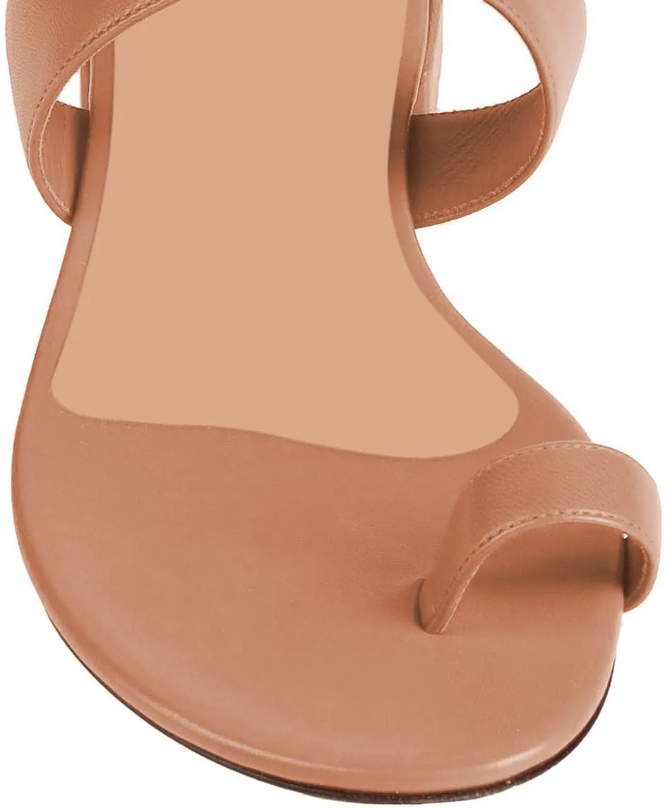 Zszszsu Women's Toe Ring Slide Sandals Comfy Chunky Low Heel Flip Flops Open Toe Thong Slip On Mules Knot Strap Dress Summer Casual Shoes Size 4-16 US