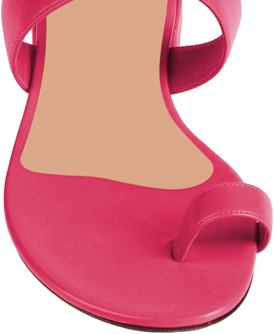 Zszszsu Women's Toe Ring Slide Sandals Comfy Chunky Low Heel Flip Flops Open Toe Thong Slip On Mules Knot Strap Dress Summer Casual Shoes Size 4-16 US