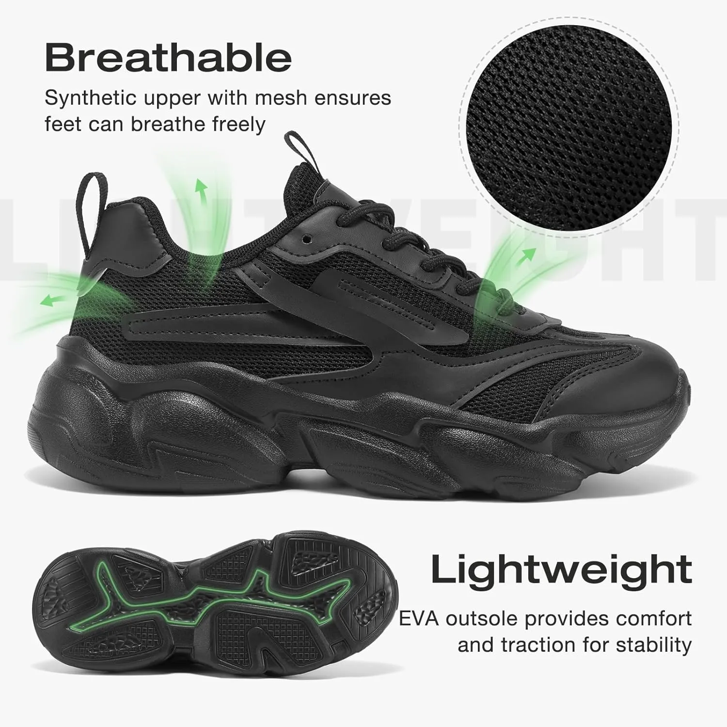 ZURIN Womens Chunky Platform Sneakers-Lightweight Breathable Dad Shoes,Casual Lace-Up Walking Sneakers,Comfortable Fashion Tennis Shoes